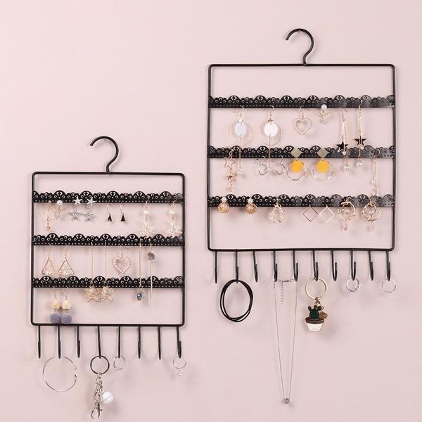 

storage bags jewelry rack iron hollow decoration hanging wall dresser earring bracelet necklace jewels display hooks portable decor