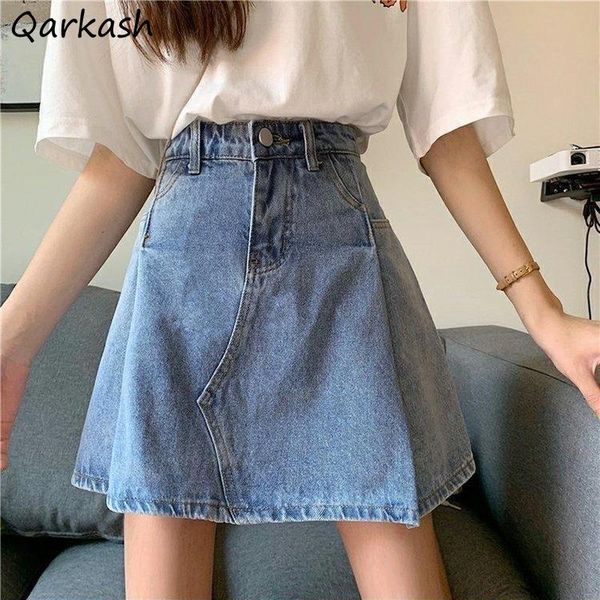 

skirts women summer irregular a-line asymmetrical design high waist mini denim skirt girls elegant solid simple ulzzang chic ins, Black