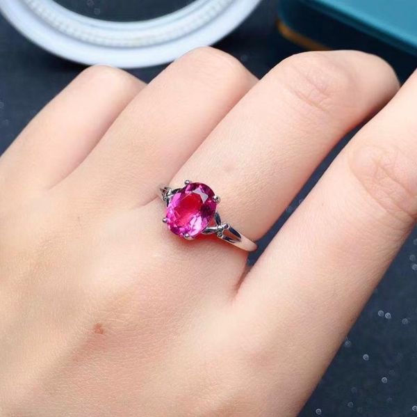 

cluster rings fashion silver z ring for party 2ct 7mm *9 mm vvs grade pink solid 925 jewelry, Golden;silver