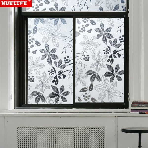 

window stickers white leaf pattern static non-glued film privacy bathroom glass sticker dormitory pvc balcony
