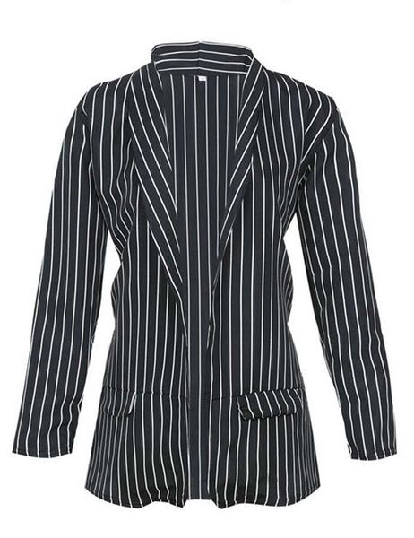 

women's suits & blazers fashion women long sleeve loose striped casual summer pockets formal clothing for girls, White;black