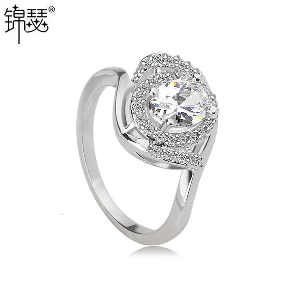 

925 sterling silverboutique zirconium diamond ring aaa zircon magnificent women's jewelry fashion hand decoration, Golden;silver