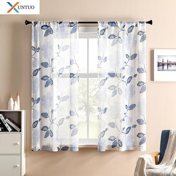 

curtain & drapes xuntuo modern short sheer curtains for living room bedroom child kids print leaves tulle kitchen window treatment