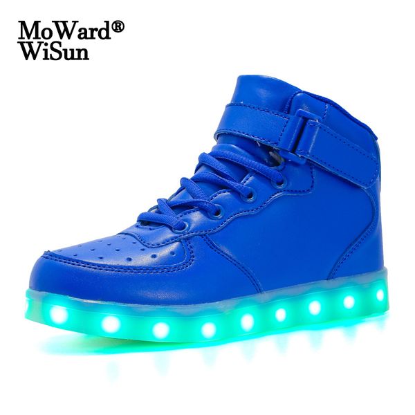 

size 25-46 led shoes for kids boys girls luminous sneakers with lights glowing led slippers for children & feminino tenis, Black;red