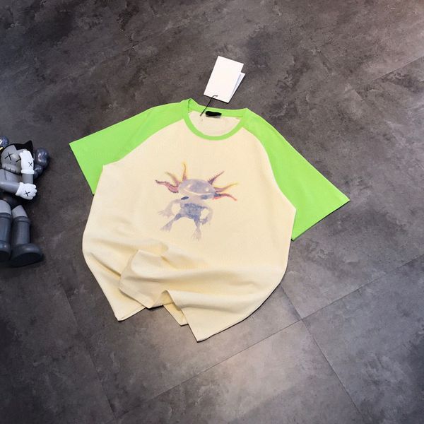 

design clothing trendy and versatile t-shirt contrast little monster raglan light green half girls fresh short sleeve cotton qingdao, White