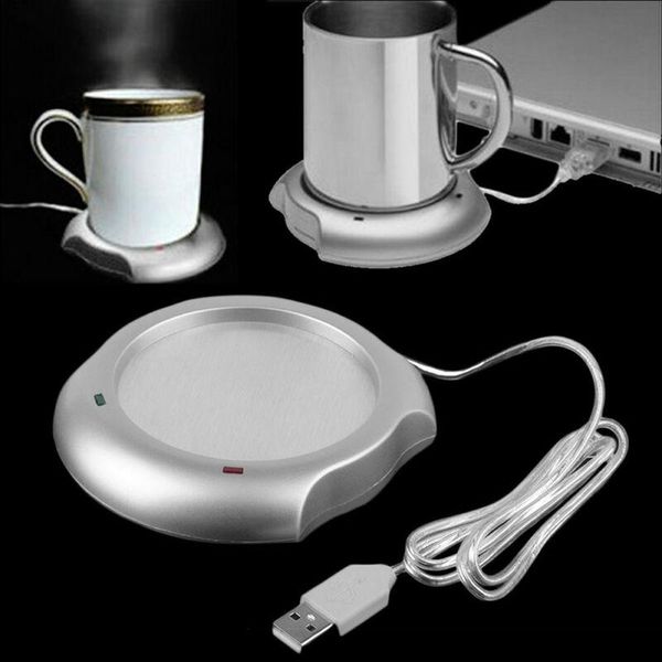 Tappetini in lega d'argento, tè al latte, caffè, tazza da ufficio, scaldatazze, tappetino isolante con 2 porte USB