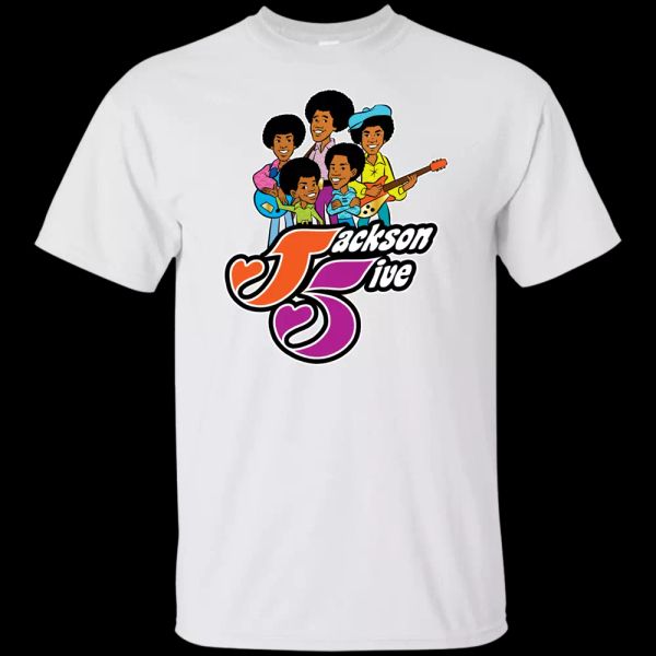 

J5, Jackson, Five, Retro, Cartoon, R&B, Soul, Funk, Old School, T-shirt, 1970's,, White;black
