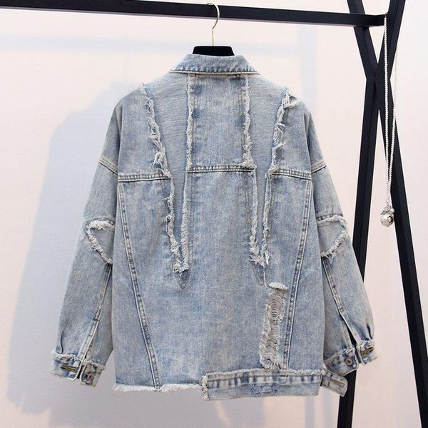 

women's jackets loose ripped denim jacket women streetwear jeans plus size basic coats hip hop outerwear chaqueta mujer, Black;brown