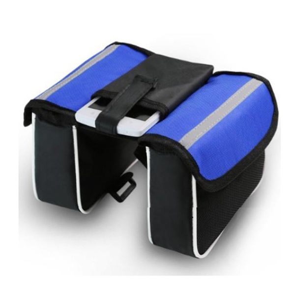 

cycling bicycle bag 5.5'' 6'' large capacity double pouch for phone towel stuff bike frame front pannier saddle tube bac