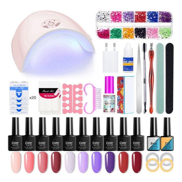

nail art kits 52 pcs extension gel kit builder with 36w uv led lamp manicure
