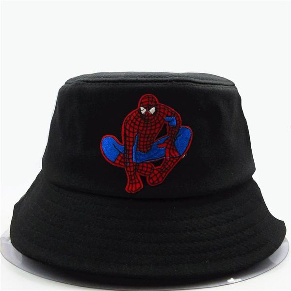 

cloches cartoon hero embroidery bucket hat fisherman outdoor travel sun cap hats for kid men and women 232, Blue;gray