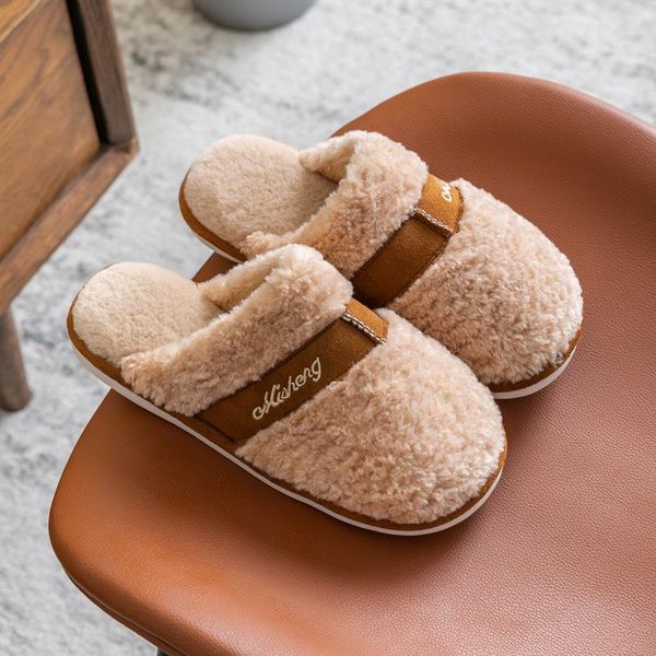 

women winter warm home slippers faux fur indoor bedroom couple house shoes soft slip on suede men big size vt1603, Black