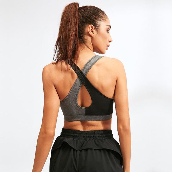 

two-color contrast sports bra women training shockproof underwear cross beauty back quick-drying yoga vest big size outfit