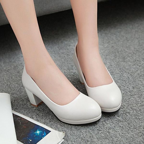 

dress shoes 2021 women pumps white high heels 5cm lady patent leather thick with autumn pointed single female sandals big e3, Black