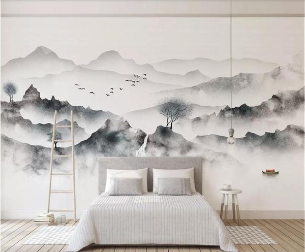 

wallpapers modern creative water ink mountain mural wallpaper for living room art wall decor hd po papers painting customize