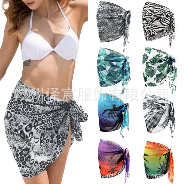 

bikini hip pack swimsuit smock beach chiffon cardigan skirt 9413, Black;white