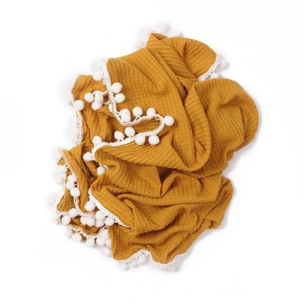 

blankets & swaddling b2re baby soft cotton receiving blanket waffle knitting hairballs tassel swaddle wrap