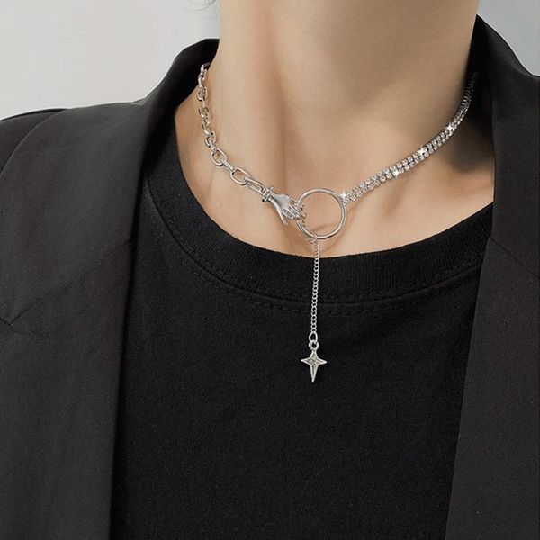 

unique women choker necklace personality elegant round pendant chains for girls punk gothic jewelry female collares necklaces, Silver