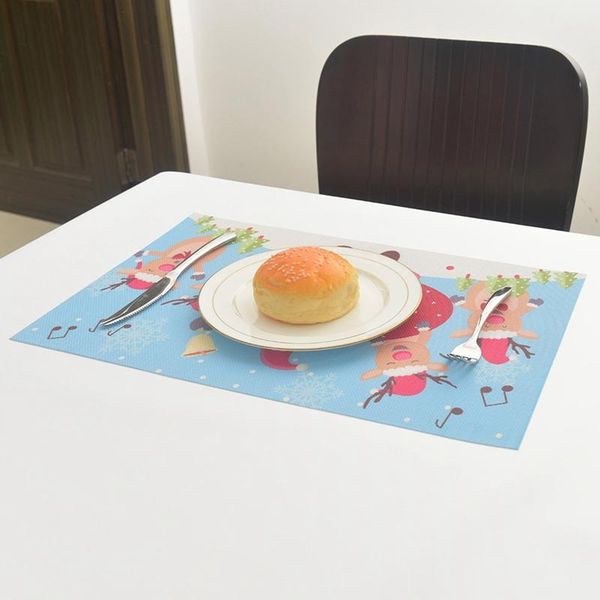 

mats & pads christmas snowman elk dining table linen heat insulation mat placemat kitchen decoration prop geometric printed