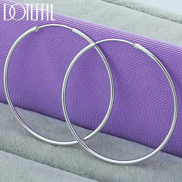 

doteffil 925 sterling sier smooth 50mm big circle hoop earrings for women wedding engagement party jewelry, Golden