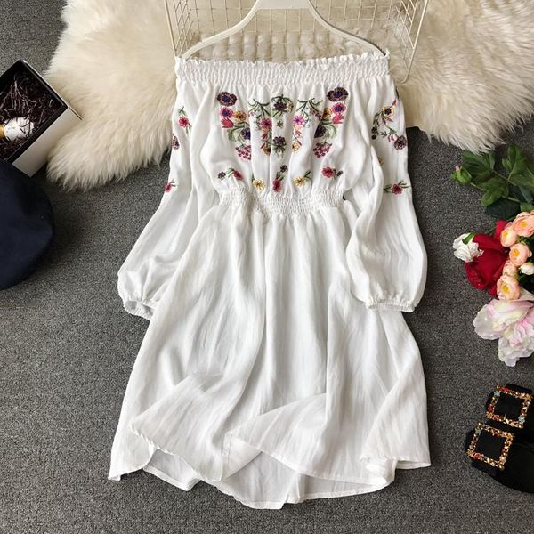 

casual dresses 2021 fashion women's clothing long-sleeved dress female summer temperament slim body collar embroidery, Black;gray