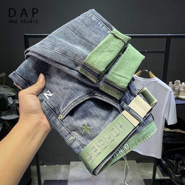 

men's jeans 2021 summer thin fashion pai 9-cent loose be ins korean pants, Blue