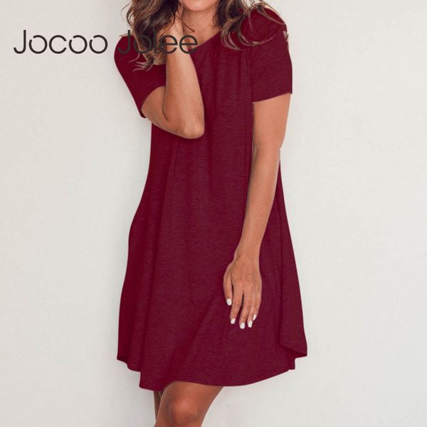 

women short sleeve o neck cotton shirt dress causal solid loose mini with pockets summer sundress vestido 210428, Black;gray