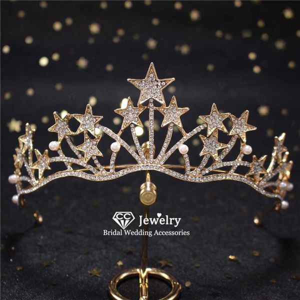 

hair clips & barrettes wedding crown tiara hairband jewelry engagement accessories for women bride bridesmaids star shape party headwear, Golden;silver