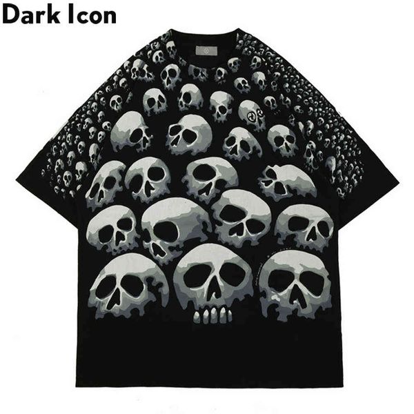 

skeleton full printed men's t-shirt short sleeve streetwear hip hop tee shirts man clothing 210603, White;black