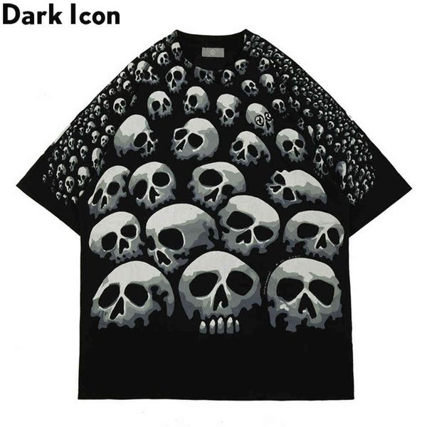 Skeleton Voll Gedruckt Männer T-shirt Kurzarm Streetwear Hip Hop T-shirts Mann Kleidung 210603