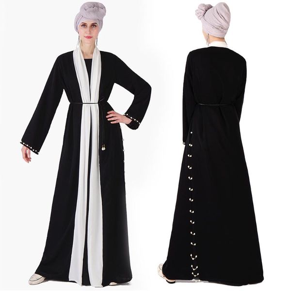 

ethnic clothing 2021 summer middle east dubai abaya robe saudi arabia kaftan muslim beaded dress fashion arab libyan women's, Red