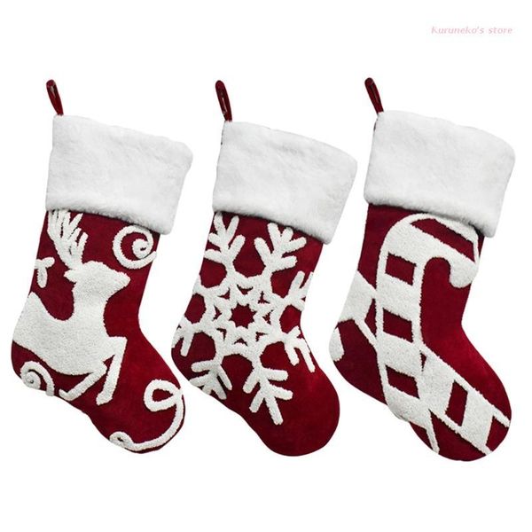 

christmas decorations neko 17" stockings socks embroidery elk xmas candy gift bag for year