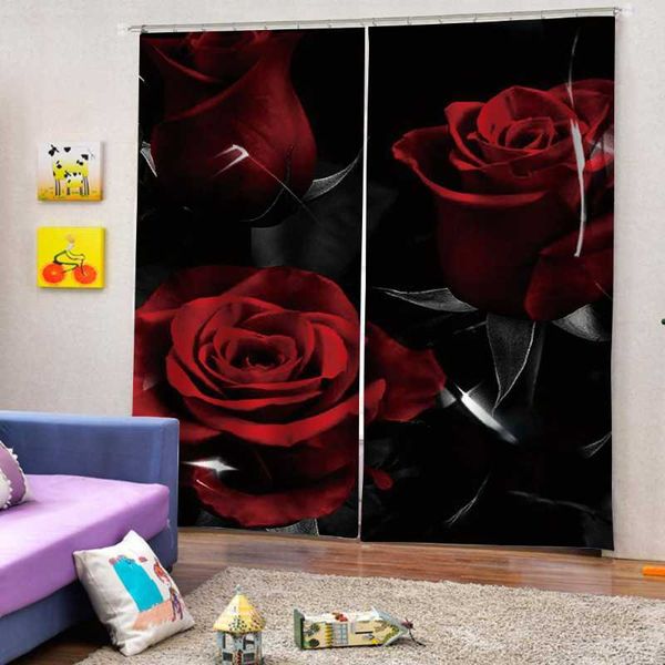 

custom 3d curtain rose red curtains for living room bedroom elegant wedding drapes blackout shading &