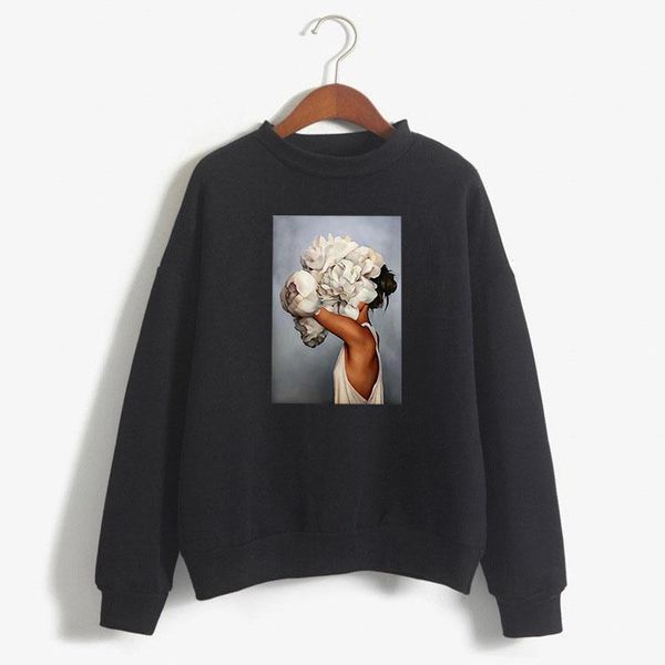 

women's hoodies & sweatshirts btfcl 2021 harajuku aesthetics flower girl female sweatshirt women warm black plus size gothic print wint