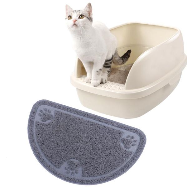 

cat beds & furniture half-round pet puppy dog litter mat small footprint foot sleeping pad placemat cleaning carpet (grey)
