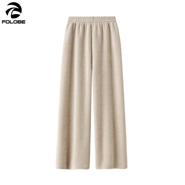 

winter style mink cashmere pants women loose straight soft solid color high waist wide leg knitted trousers women's & capris, Black;white
