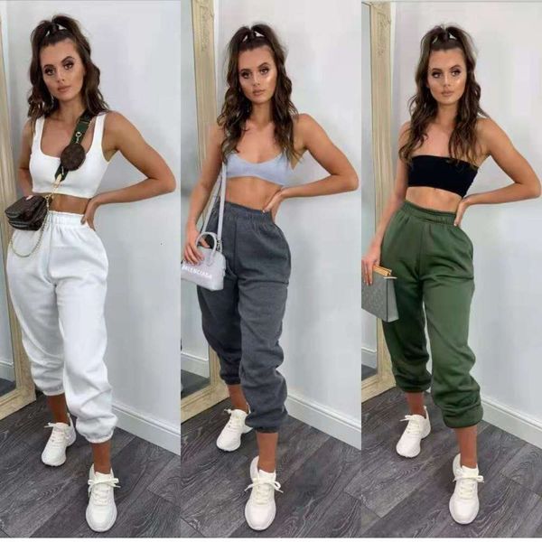 

2020 solid color loose and slim street casual corset harem pants, Black;white