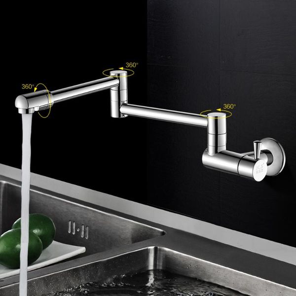 

kitchen faucets tap wall mounted faucet flexible sink taps brass single cold water copper folding bar torneira 2402