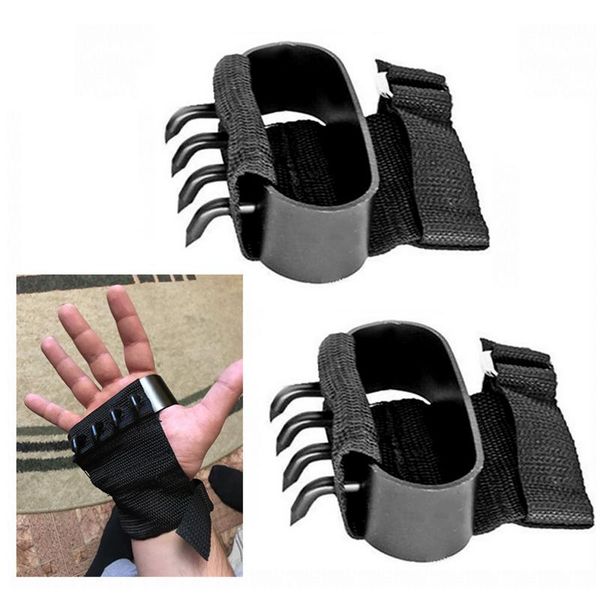 

cords, slings and webbing 1pair non-slip crampons heavy-duty hand claw hook 4-tooth wrist strap adjustable outdoor tree/walls/rock climbing