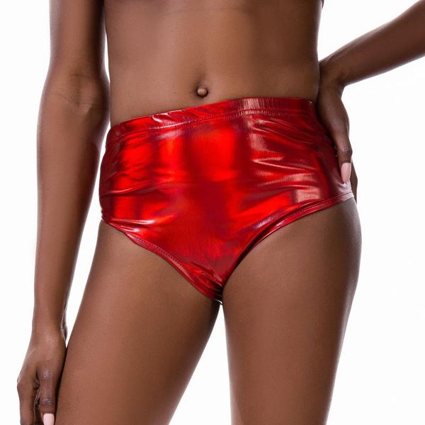 

women's shorts faux leather women high waist glossy metallic rave dance slim bodycon fashion 2021 summer, White;black