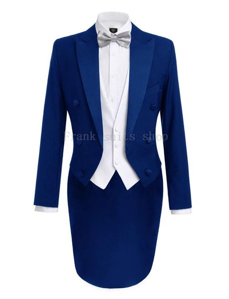 

custom made measure blue tailcoat with white vest,bespoke long tail black wedding groom tuxedo tailcoat,tailored men's suit suits & bla, White;black