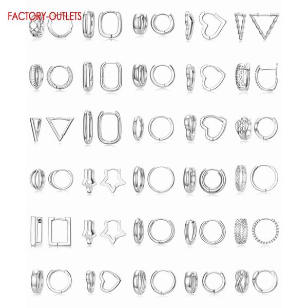 

hoop & huggie charm fashion 100% real 925 sterling silver simple style multiple models option earrings for women jewelry, Golden;silver