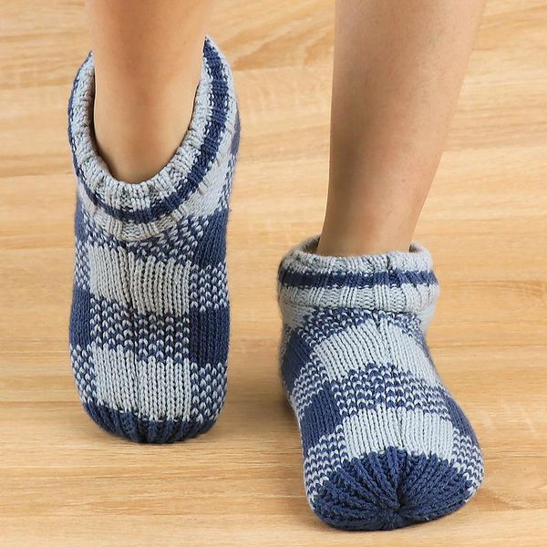 

slippers gingham women winter home socks non-slip soft warm house indoor fluffy sole floor crochet, Black
