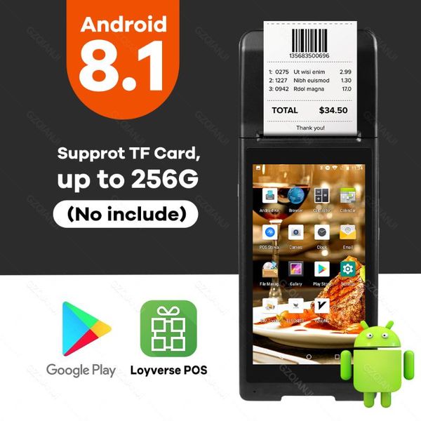 

printers handheld android 8.1 terminal printer with bluetooth thermal receipt 3g wifi mobile order pda support otg 128g