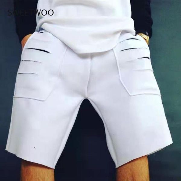 

summer men's sports shorts retro wide-leg pants loose casual big five-point gym clothing, White;black