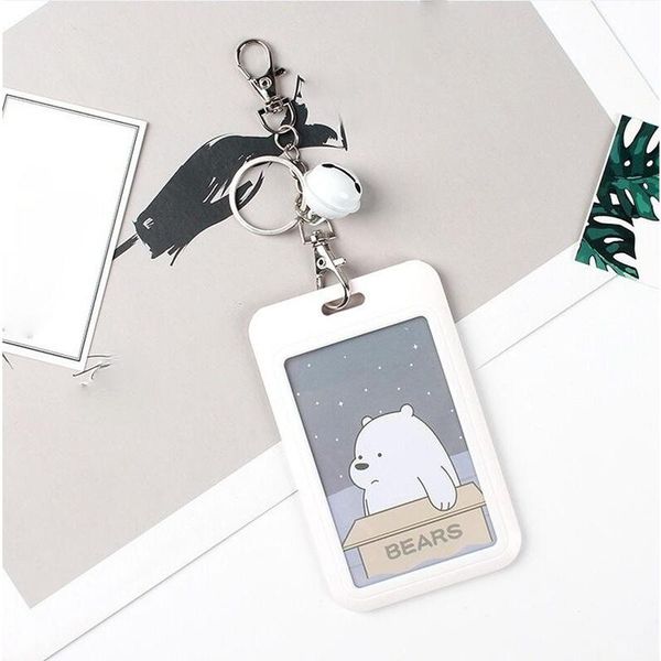 

card holders 1pc cute cartoon holder women girl bank identity bus id case with key chain cover, Brown;gray