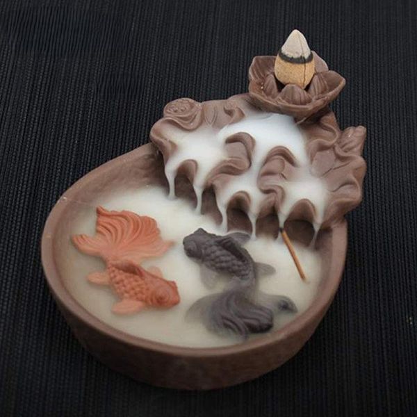 

fragrance lamps fish backflow incense burner meditation gifts decor chinese censer holder zen buddhist crafts ornaments home office tea hous