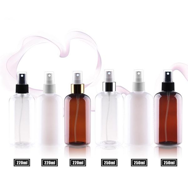 

220ml 250ml empty plastic bottles with sprayer pump pet freshener containers perfume bottle anodized aluminum storage & jars