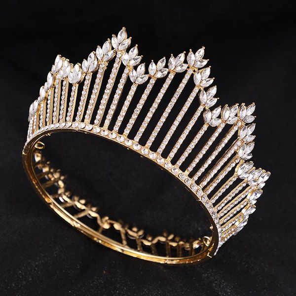 

hair clips & barrettes bridal crown headwear gold/slive color full circle rhinestones inlaid retro headdress wedding birthday accessories ml, Golden;silver