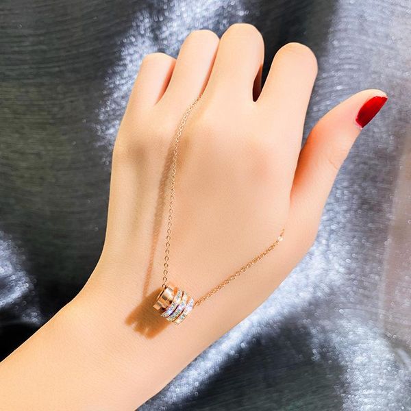 

pendant necklaces simple titanium steel necklace for women clavicle chain trendy zircon jewelry gifts girlfriend, Silver